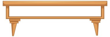 Beyaz arkaplan illüstrasyonunda iç tasarım için masa mobilyası