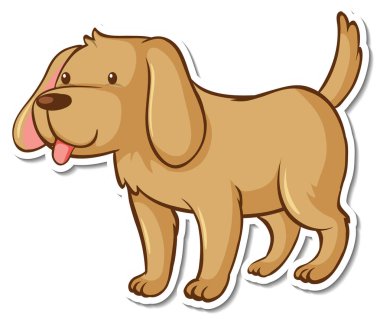 Kahverengi köpek çizgi film karakteri resimli bir etiket şablonu