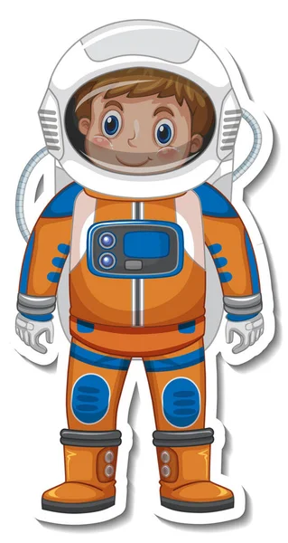 Astronaut Spaceman Cartoon Character Sticker Style Illustration — Stock Vector