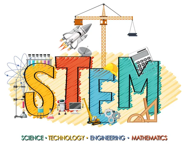 Логотип Stem Образования Иллюстрацией Элементов Иконочного Орнамента — стоковый вектор