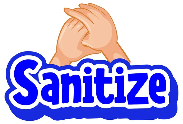 Sanitize Lettertype Cartoon Stijl Met Handen Bij Elkaar Illustratie — Stockvector