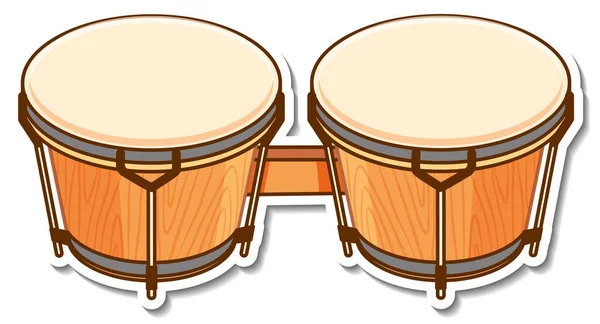 Наклейка Ілюстрація Барабанного Музичного Інструменту Бонго — стоковий вектор