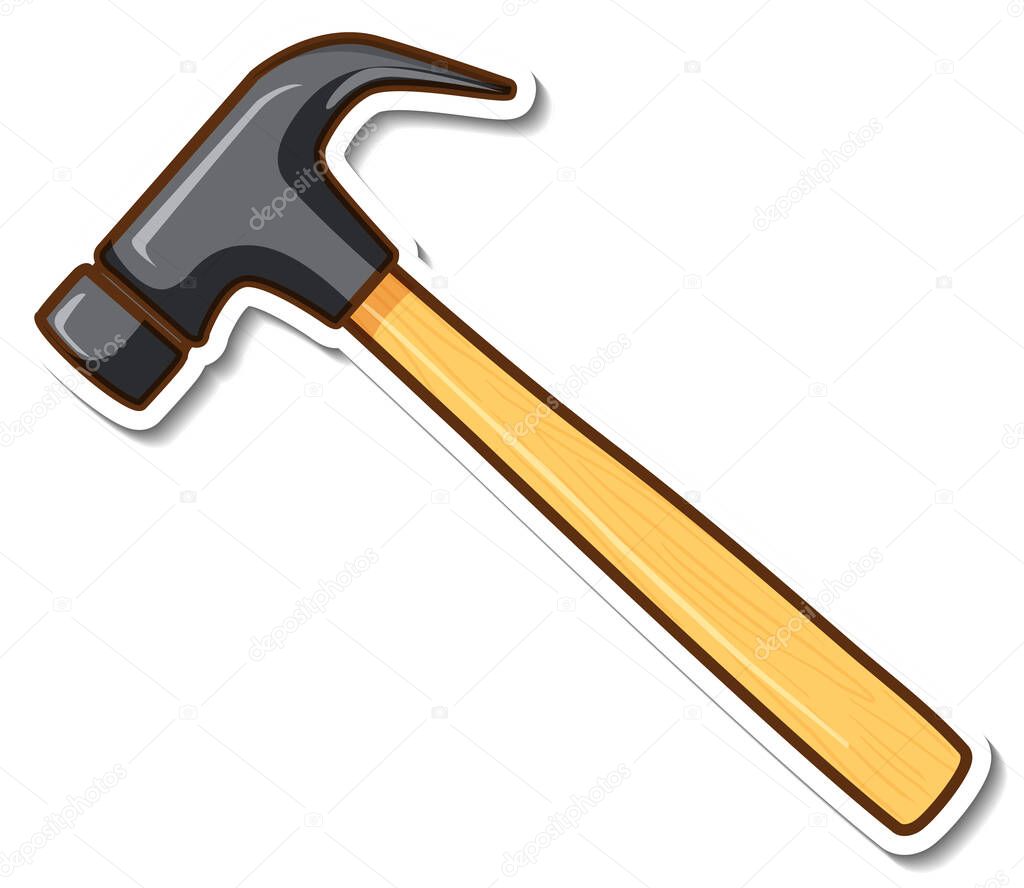 Sticker design with claw hammer isolated illustration