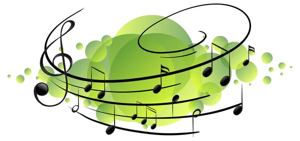绿色斑纹插图上的音乐旋律符号 — 图库矢量图片