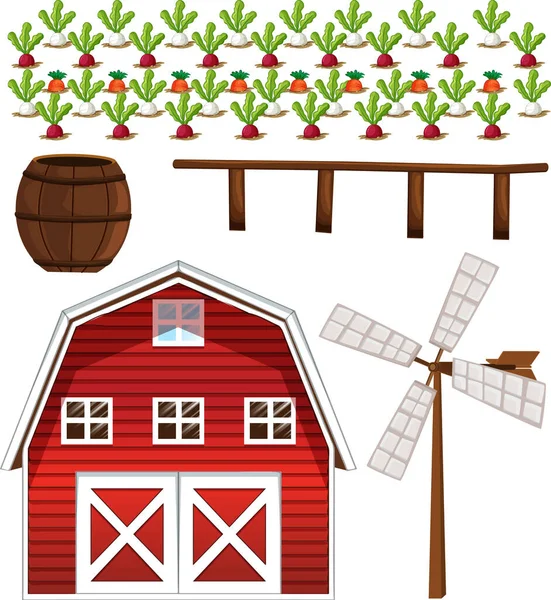 Farm Element Som Isolerad Vit Bakgrund Illustration — Stock vektor