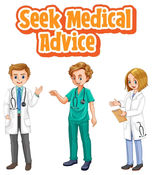 Procure Medical Advice Fonte Estilo Cartoon Com Muitos Médicos Desenho — Vetor de Stock