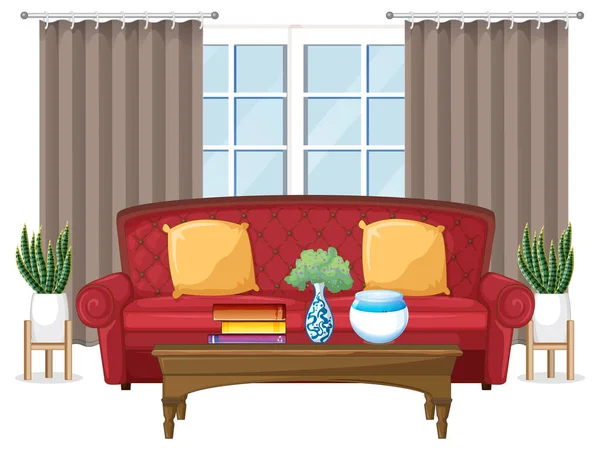 Diseño Muebles Sala Estar Sobre Fondo Blanco Ilustración — Vector de stock