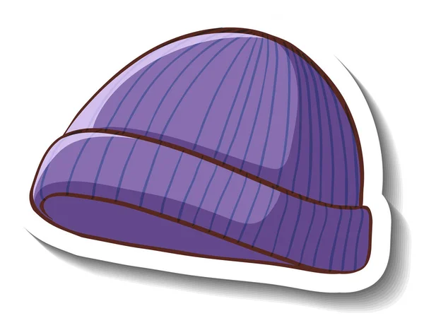 Modèle Autocollant Avec Chapeau Bonnet Violet Illustration Isolée — Image vectorielle