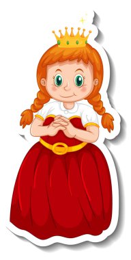 Üzerinde küçük bir prenses çizgi film karakteri olan çıkartma şablonu izole edilmiş