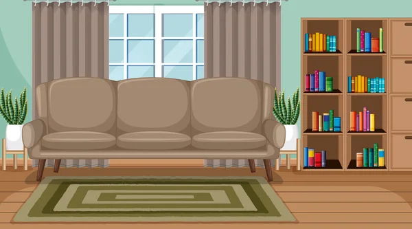 Living Room Interior Scene Furniture Living Room Decoration Illustration — Stock Vector