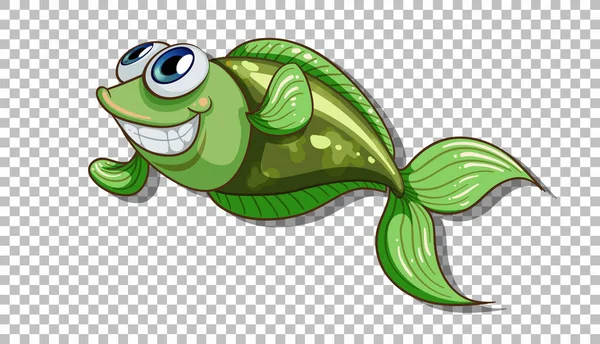 Fish Cartoon Character Isolated Transparent Background Illustration — Stock Vector