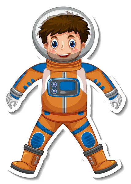 Astronaut Spaceman Cartoon Character Sticker Style Illustration — Stock Vector