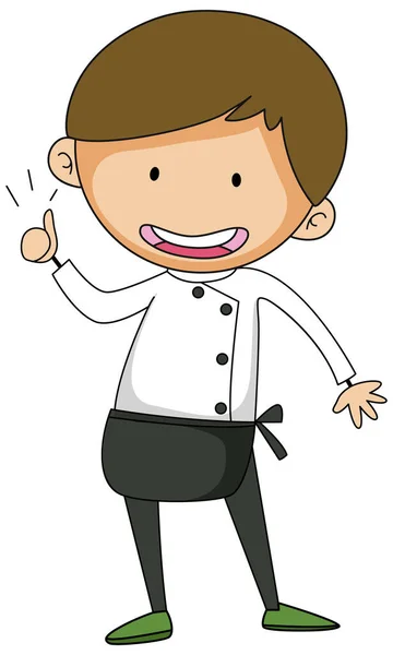 Kleine Chef Kok Cartoon Karakter Geïsoleerde Illustratie — Stockvector