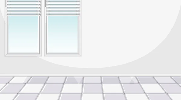 Leeres Weißes Zimmer Mit Fenstern Und Weißen Fliesen Illustration — Stockvektor