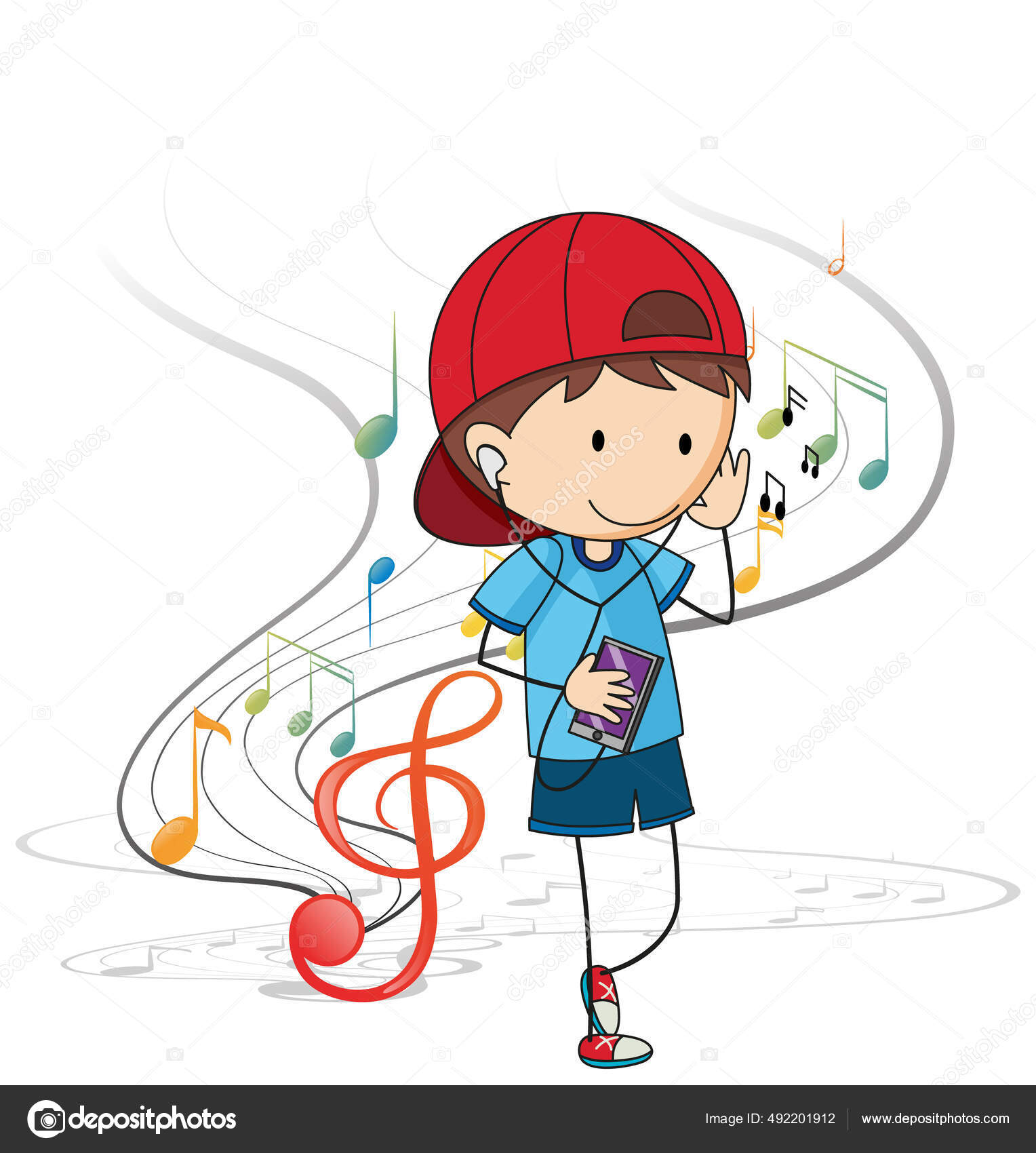 Elemento De Desenho Animado Menino Música Dos Desenhos Animados