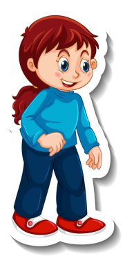 Çizgi film karakteri pozu veren bir kızla etiketli tasvirler.