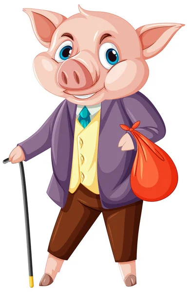 Peter Rabbit Concept Pig Wearing Suit Cartoon Character Isolated Illustration — Stock Vector