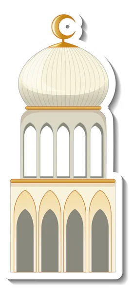 Plantilla Adhesiva Con Ilustración Aislada Del Edificio Mezquita — Vector de stock