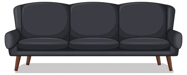 Svart Tre Sits Soffa Isolerad Vit Bakgrund Illustration — Stock vektor