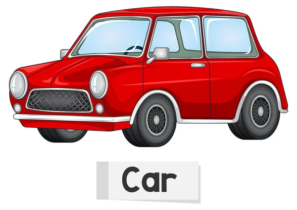 Pädagogische Englische Wortkarte Der Auto Illustration — Stockvektor