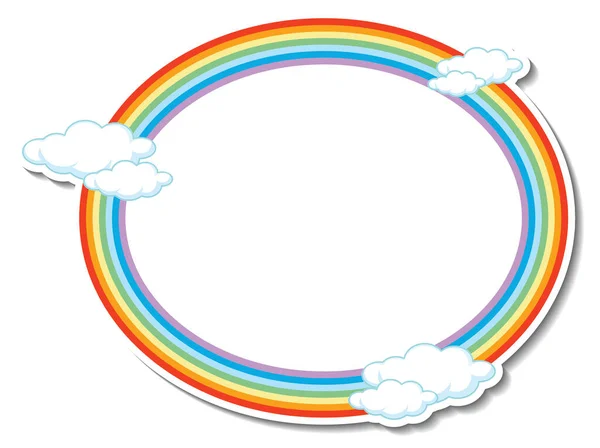 Regenboog Ronde Frame Template Met Veel Wolken Illustratie — Stockvector