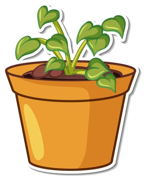 Sticker Design Avec Plante Dans Pot Isolé Illustration — Image vectorielle