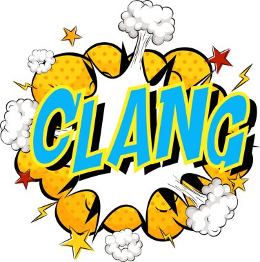 Komik bulut patlaması arkaplan illüstrasyonu hakkında kelime tıngırtısı