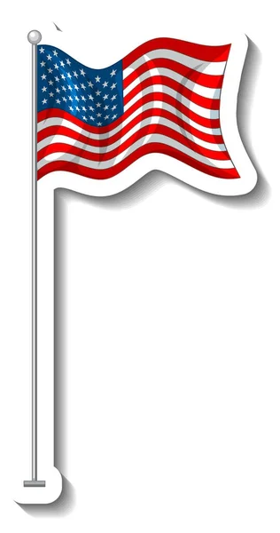 Flag United States America Pole Isolated Illustration — Stock Vector