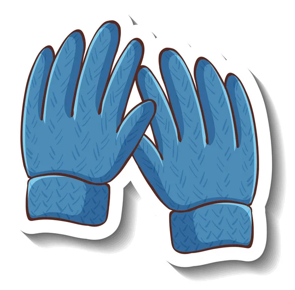 Een Sticker Sjabloon Met Blauwe Handschoenen Geïsoleerde Illustratie — Stockvector