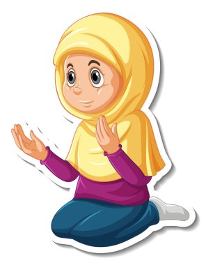 Müslüman bir kızın çizgi film karakteri çizimi için dua ettiği bir etiket.