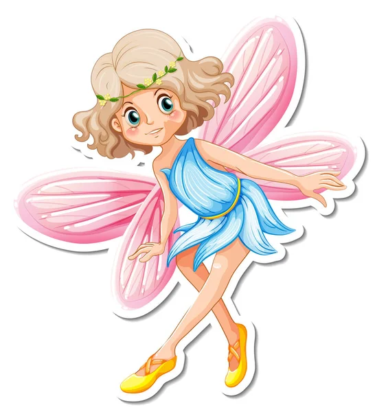 Beautiful Fairy Cartoon Character Sticker Illustration — Stock Vector