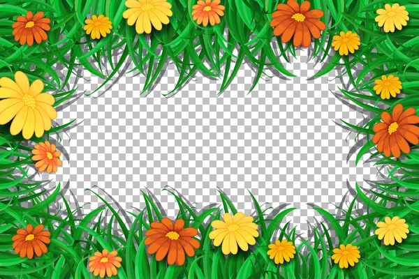 Modèle Cadre Fleurs Feuilles Sur Fond Transparent Illustration — Image vectorielle