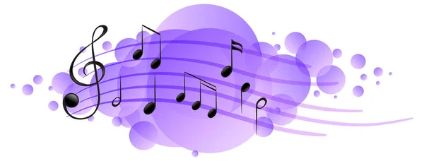 Musical Melody Symbols Purple Splotch Illustration — Stock Vector