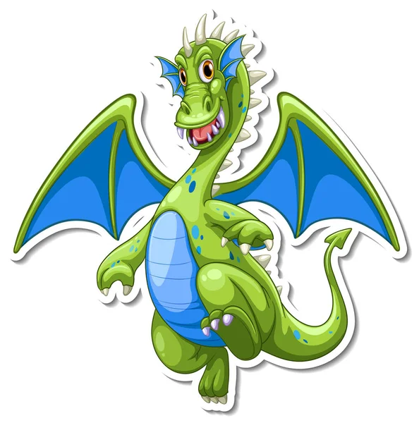 Fantasy Dragon Cartoon Character Sticker Illustration — Stock Vector