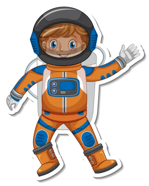 Astronauta Astronauta Personagem Desenho Animado Ilustração Estilo Adesivo — Vetor de Stock