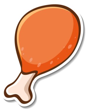 Beyaz arkaplanda kızarmış tavuk budu etiketi