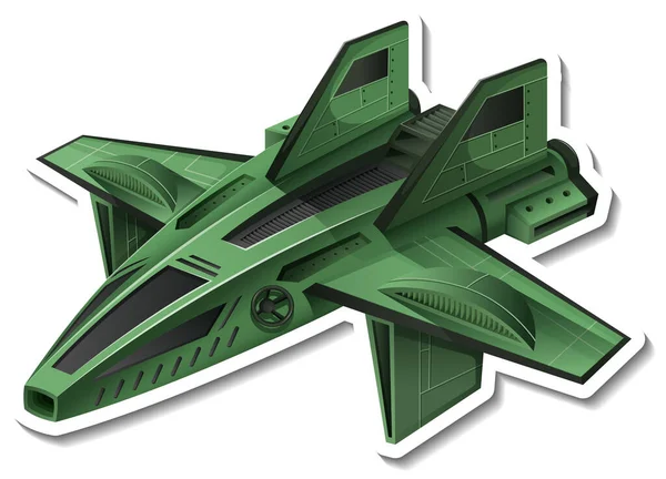 Ett Klistermärke Mall Med Fighter Flygplan Isolerad Illustration — Stock vektor