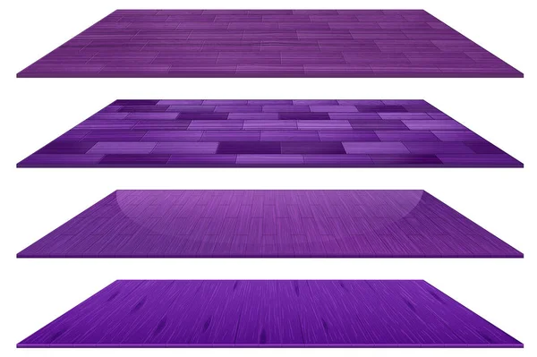 白い背景のイラストに隔離された異なる紫色の木製の床のタイルのセット — ストックベクタ