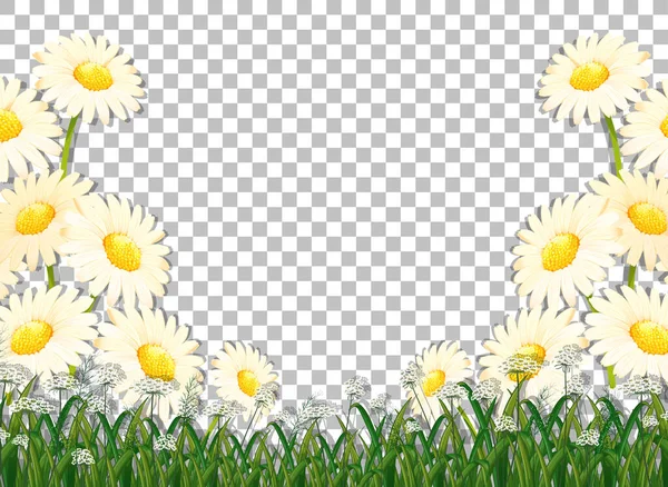 Witte Bloemen Frame Template Transparante Achtergrond Illustratie — Stockvector