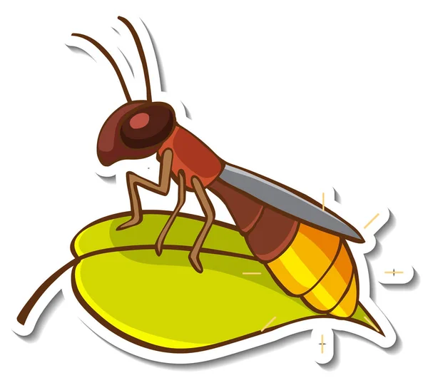 Sticker Ontwerp Met Insect Een Blad Geïsoleerde Illustratie — Stockvector