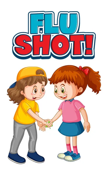 Fonte Flu Shot Dans Style Dessin Animé Avec Deux Enfants — Image vectorielle