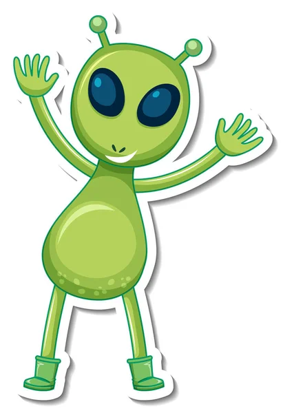 Aufkleber Vorlage Mit Einer Alien Monster Cartoon Figur Isolierte Illustration — Stockvektor