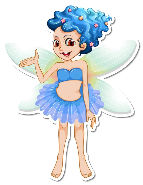 Beautiful Fairy Cartoon Character Sticker Illustration — Stock Vector