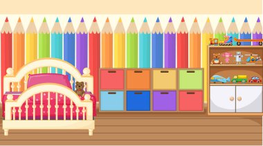 KIds yatak odası iç tasarımı ve mobilya çizimi