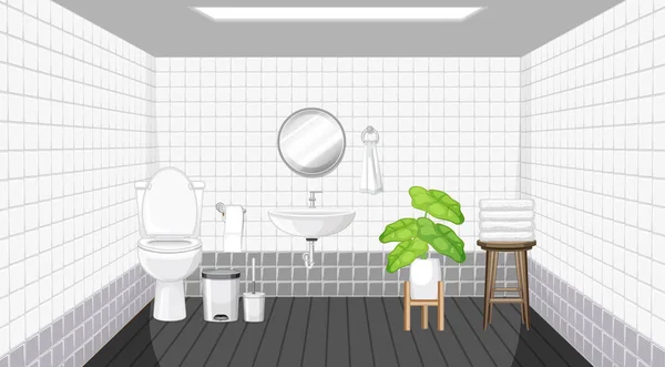 Baño Diseño Interiores Con Ilustración Muebles — Archivo Imágenes Vectoriales