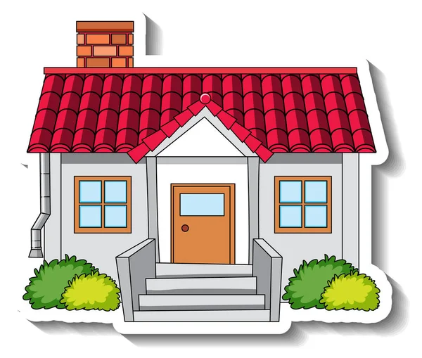 Sticker Sjabloon Met Één Huis Geïsoleerde Illustratie — Stockvector