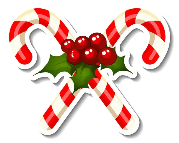 Šablona Samolepky Izolovanou Ilustrací Cross Candy Cane — Stockový vektor