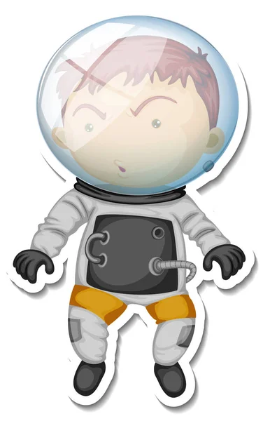 Sticker Template Astronaut Cartoon Character Isolated Illustration — Stock Vector