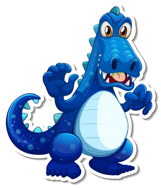 Fantasy Draak Cartoon Karakter Sticker Illustratie — Stockvector