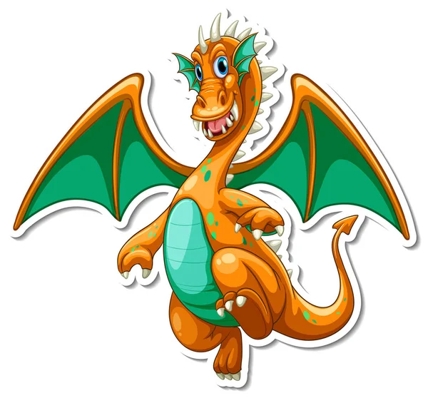 Fantaisie Dragon Dessin Animé Personnage Autocollant Illustration — Image vectorielle